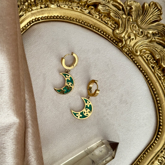 🌙 Clover Crescent🌙 Huggies Hoop Earrings